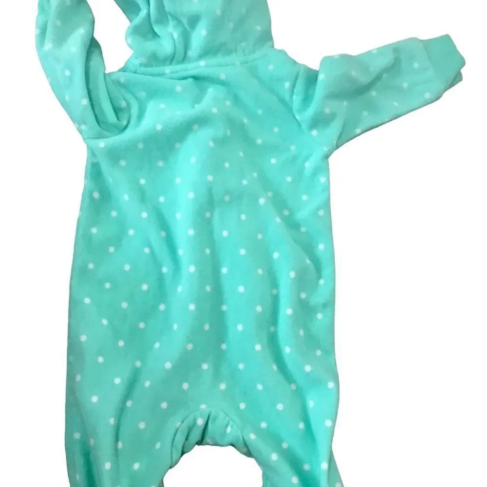 Carters 9 Month Green and White Polkadot Bodysuit